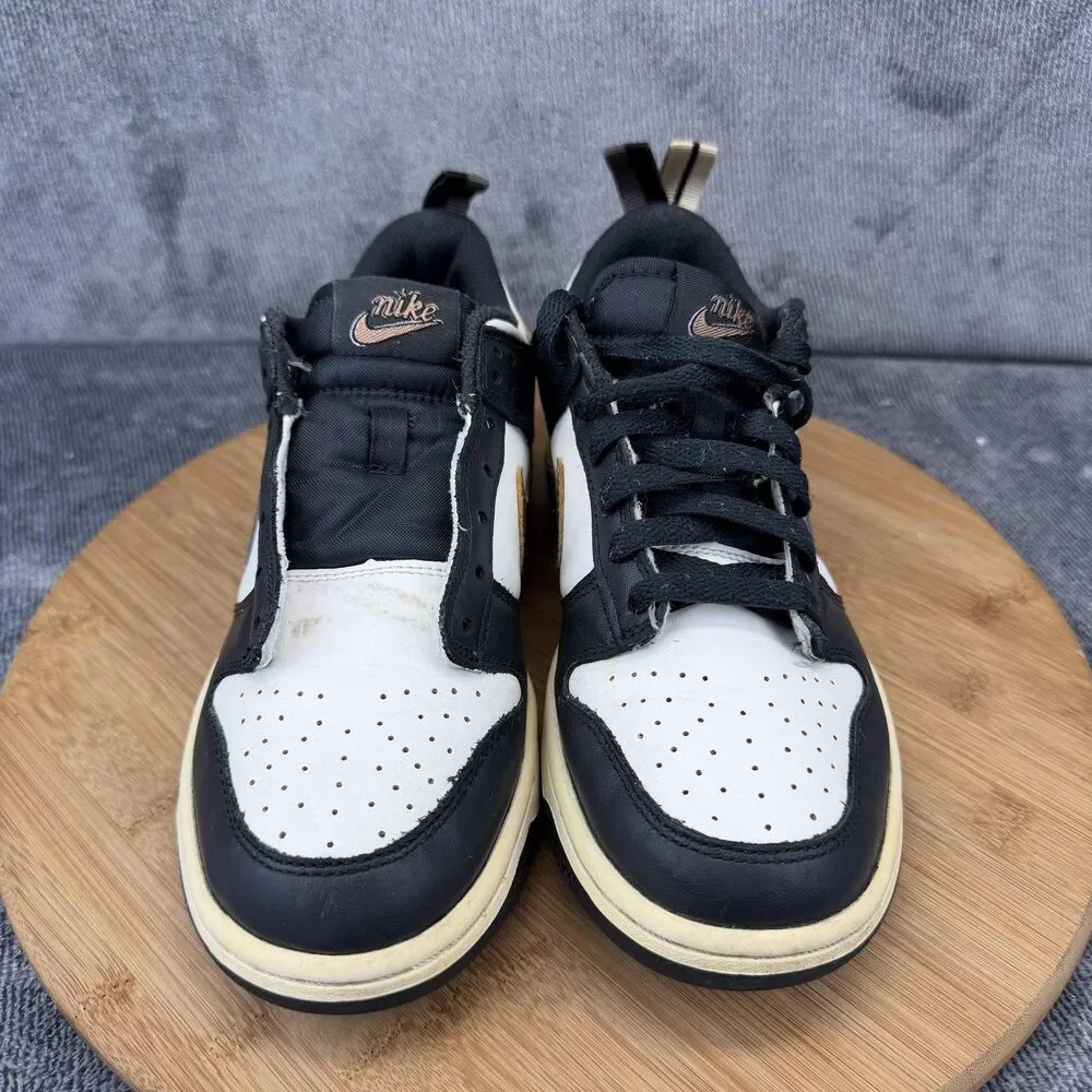 Nike Dunk Low Shoes Boys Size 6Y Black White Gold Basketball Sneakers DH9764-001